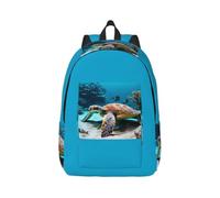 JGHHOUN Sea Turtle Print Stylish Backpack Unisex Double Shoulder Bag For Travel Work Outdoor Adventures