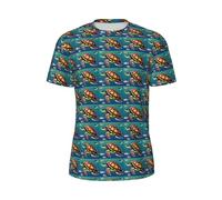 JGHHOUN Sea Turtle with Fishes Print Men Short-Sleeved T-Shirt Breathable Lightweight Summer Fashion Gym Workout Casual Wear Black
