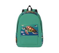 JGHHOUN Sea Turtle With Fishes Print Stylish Backpack Unisex Double Shoulder Bag For Travel Work Outdoor Adventures