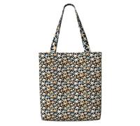 JGHHOUN Seashell Starfish Print Canvas Shoulder Bag Large Capacity Reusable Foldable Tote Shopping Beach Travel