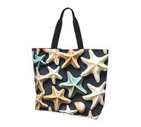 JGHHOUN Seashell Starfish Print Large Capacity Shoulder Bag Crossbody Handbag Daily Use Travel Commuting Shopping