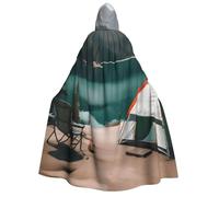 JGHHOUN Serenity Lake Camping Print 190cm Hooded Carnival Themed Cloak Unisex Robe For Cosplay Masquerade Wedding Party
