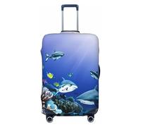 JGHHOUN Shark Swimming Under The Sea Print Universal Stretchable Suitcase Cover Luggage Protector Travel Accessory Daily