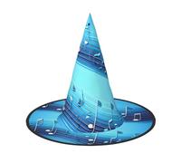 JGHHOUN Sky Blue Musical Notes Print Comfort Carnival Party Cosplay Costume For Adults Hat Holiday Seasonal Celebration