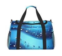 JGHHOUN Sky Blue Musical Notes Print Versatile Hand Bag Lightweight Tote Foldable Travel Shoulder Bags Camping Fishing