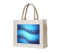 JGHHOUN Sky Blue Musical Notes Print Women Men Tote Bag Reusable Shopping Beach Travel Canvas Lightweight Everyday