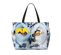JGHHOUN Snowy Owl Eyes Print Lightweight Beach Travel Bag Women Men Foldable Tote For Vacation Weekend Camping