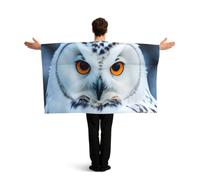JGHHOUN Snowy Owl Eyes Print Patriotic Flag With Sleeves Cape Themed Costume Accessory Celebration Sport Games