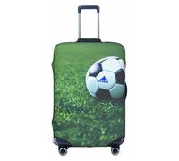 JGHHOUN Soccer Ball On Grassy Print Universal Travel Suitcase Cover Elastic Luggage Protector for Waterproof Washable