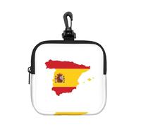 JGHHOUN Spanish Flag Map Print Women Men Square Storage Bag Waterproof Travel Toiletry Cosmetic Organizer Pouch