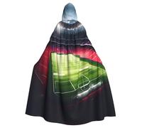 JGHHOUN Stadium Football Satdium Field Light Night Print Hooded Cloak Cape For Adults Costume Accessory Carnival Cosplay Vampire Theme Party