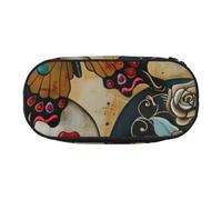 JGHHOUN Sugar Skulls Butterfly Print Pencil Case Spacious Pen Pouch Zipper High Capacity Makeup Tools Office Supplies
