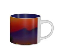 JGHHOUN Sunset Cactus in Desert Print Large Capacity Ceramic Mugs Home Office Camping Wedding Gift Sets Outdoor Picnic