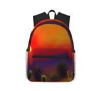 JGHHOUN Sunset Cactus In Desert Print Lightweight Casual Comfort Backpack Unisex Water-Resistant Daily Travel Commuting