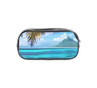 JGHHOUN Tahiti Beach Print Transparent Stationery Organizer Clear Pencil Case Office Pencil Pouch Supplies