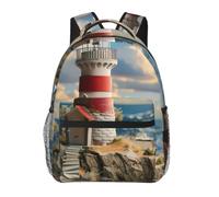 JGHHOUN The Seaside Lighthouse Print Versatile Leisure Lightweight Backpack For Travel Work Outdoor Use Commuting Work