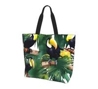 JGHHOUN Toucans Parrot palm tree leaves Print Large Capacity Shoulder Bag Crossbody Handbag Daily Use Travel Commuting Shopping