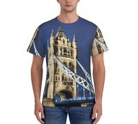 JGHHOUN Tower Bridge in London Print Casual Summer Breathable Gym Shirts Men Workout Breathability Intense Activities Black
