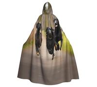 JGHHOUN Trotting Flat Coated Retrievers Paw Print Hooded Cloak Carnival Cosplay Cape Robe For Festivals Themed Parties Wedding Events