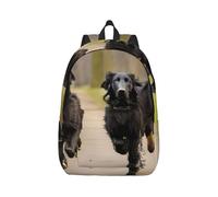 JGHHOUN Trotting Flat Coated Retrievers Paw Print Stylish Backpack Unisex Double Shoulder Bag For Travel Work Outdoor Adventures
