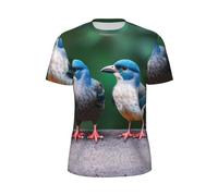 JGHHOUN Two Birds Print Men Short-Sleeved T-Shirt Breathable Lightweight Summer Fashion Gym Workout Casual Wear Black