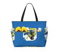 JGHHOUN Ukraine Flag Map 01 Print Lightweight Beach Travel Bag Women Men Foldable Tote For Vacation Weekend Camping