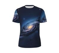 JGHHOUN Universe Milky Way Galaxy Print Men Short-Sleeved T-Shirt Breathable Lightweight Summer Fashion Gym Workout Casual Wear Black