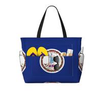 JGHHOUN Virginia State Flag Print Lightweight Beach Travel Bag Women Men Foldable Tote For Vacation Weekend Camping