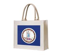 JGHHOUN Virginia State Flag Print Women Men Tote Bag Reusable Shopping Beach Travel Canvas Lightweight Everyday