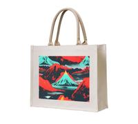 JGHHOUN Volcano Bloom Print Women Men Tote Bag Reusable Shopping Beach Travel Canvas Lightweight Everyday