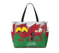 JGHHOUN Welsh Dragon Print Lightweight Beach Travel Bag Women Men Foldable Tote For Vacation Weekend Camping