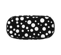 JGHHOUN White & Black Big Dot Print Pencil Case Spacious Pen Pouch Zipper High Capacity Makeup Tools Office Supplies
