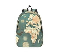 JGHHOUN World Map Retro Print Stylish Backpack Unisex Double Shoulder Bag For Travel Work Outdoor Adventures