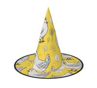 JGHHOUN Yellow Chicken Print Halloween Hat Carnival Witch Cap Cosplay | Masquerades Costume Accessory Theme Party Holiday Celebrations Men Women
