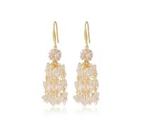 JGHIFLYE Boho Clear Crystal Beaded Chandelier Fringe Drop Dangle Earrings For Women,Long Formal Indian Style Country Concert Bohemian Crystal Chain Jewelry Tassel Earrings For Wedding Bride Bridesmaid