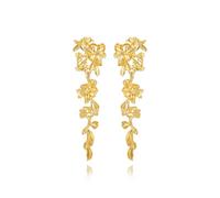 JGHIFLYE Chic Dangle Flower Earrings for Women, Boho Statement Elegant Vintage Thick Gold Chunky Floral Jewelry Petal Earrings for Party Wedding