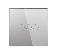 JGHITROME Touch Light Switch,Glass Panel Wall Light Switch, Standard Switches 1/2/3Gang 1Way 2Way White Crystal Glass Touch Light Switch Intermediate Stair Switch(3 Gang 1 Way Gray)