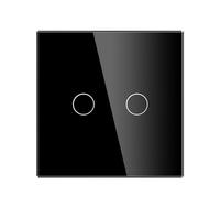 JGHITROME Touch Light Switch,Glass Panel Wall Light Switch, Standard Switches 1/2/3Gang 1Way 2Way White Crystal Glass Touch Light Switch Intermediate Stair Switch(2 Gang 1 Way Black)