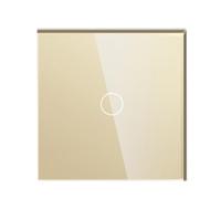 JGHITROME Touch Light Switch,Glass Panel Wall Light Switch, Standard Switches 1/2/3Gang 1Way 2Way White Crystal Glass Touch Light Switch Intermediate Stair Switch(1 Gang 1 Way Gold)