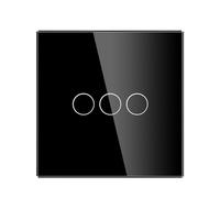 JGHITROME Touch Light Switch,Glass Panel Wall Light Switch, Standard Switches 1/2/3Gang 1Way 2Way White Crystal Glass Touch Light Switch Intermediate Stair Switch(3 Gang 1 Way Black)