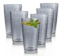 JGIRL unbreakable Plastic Drinking Glasses, reusable Drinking Tumblers, (Set Of 6,) Dishwasher Safe，20 OZ Plastic glass cup, Drinking cup, (Grey)