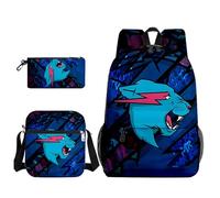 JGJOAIJ Game Backpack for Boys Girls School Bag Lightning Cat Kids Bookbag Teen Daypack with Shoulder Bag and Pencil Case 3pcs (Color4)
