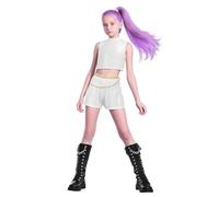 JGJOAIJ Girls Demon Hunter Halloween Costume Cosplay Party Carnival Outfit Rumi Mira Zoey Role Play Uniform Full Set for Kids (White3, 5-6 Years)