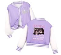 JGJOAIJ Katseye Girls Jacket Kids Bomber Jacket Lightweight Coat School Outerwear Varsity Jacket Ages 3 To 12 Years (UK, Age, 11 Years, 12 Years, Purple)