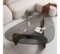 JGJSQYY Mid-Century Modern Coffee Table, Triangle Glass Coffee Table with Triangular Solid Wood Base & Thickened Tempered Glass Tabletop Modern Sofa Side Table Retro Oval Coffee Tables for Home