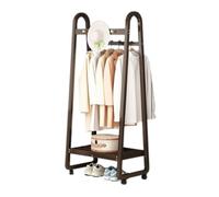 JGJSQYY Multifunctional Rolling Clothes Rack with 3 5 Hooks Bamboo Shoe Storage Shelf Adjustable Garment Stand for Bedroom & Living Room Walnut Finish 50CM Size