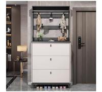 JGJSQYY Narrow Entryway Shoe Rack with 5 Hooks - Stylish Space-Saving Design, Modern Storage Solution for Shoes, White Finish (50 x 17 x 208 cm)