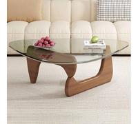 JGJSQYY Triangle Coffee Table, Mid-Century Modern Coffee Table Wood Base Glass top, Abstract Glass Coffee Table,Oval Small Center Table Coffee Table For Living Room Rustic Farmhouse Center Table