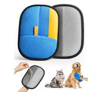JGLXF 2025 Thickened Electrostatic Pet Hair Removal Gloves (2 Pcs) - Reusable Strong Grooming Gloves for Cats & Dogs, Hair Remover for Couch, Furniture, Carpet, Car Seats & Clothing (Blue)