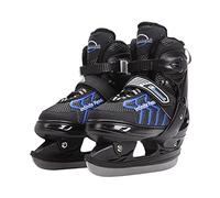 JGMLZK Ice Skates，Boys Hockey Skates,Skates with Adjustable 4 Sizes for Boys Girls Youth Men Women and Beginners (Black Blue, S (11-1) Kid‘s)
